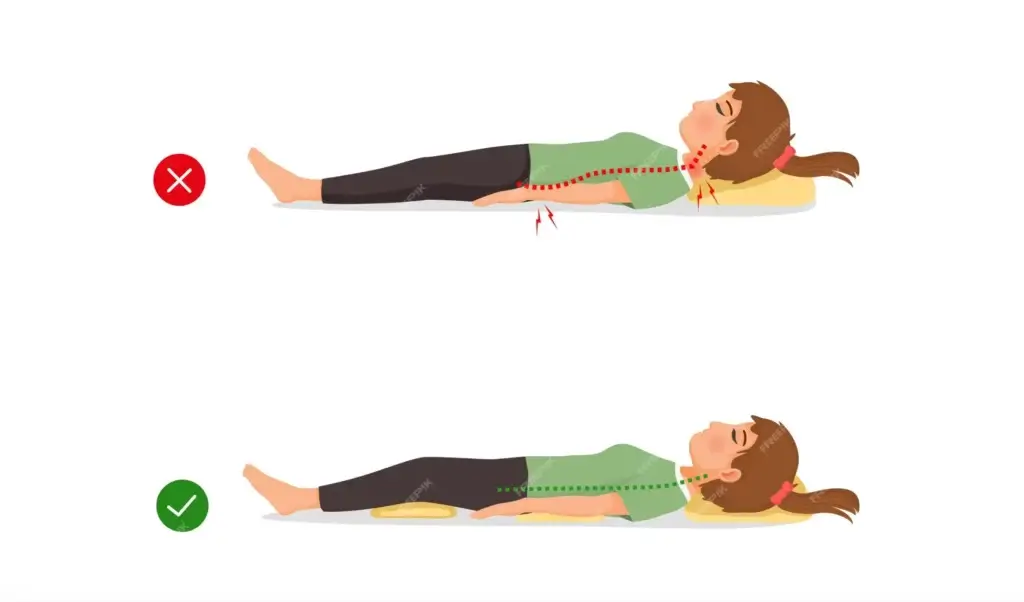 bonne vs mauvaise posture avec un oreiller ergonomique