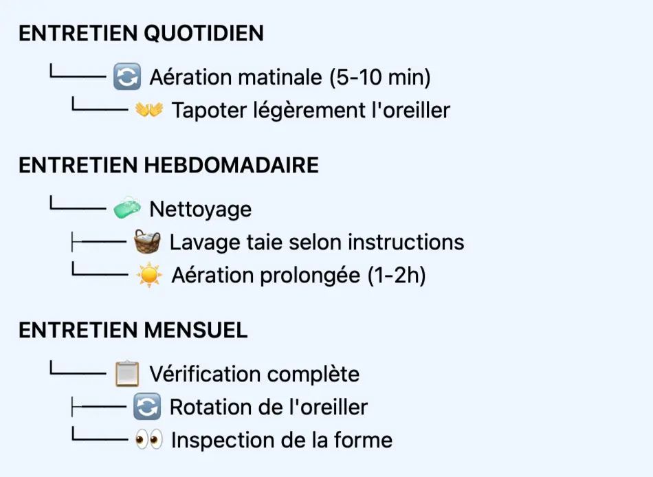 guide d'entretien regulier des oreillers en latex