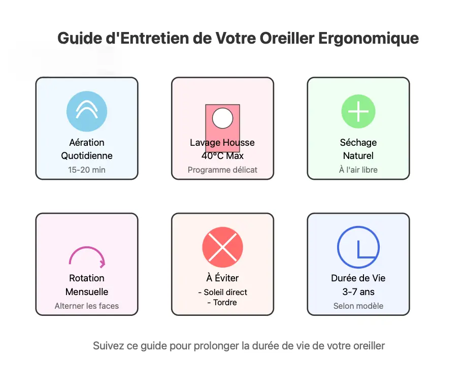 guide entretien oreiller ergonomique