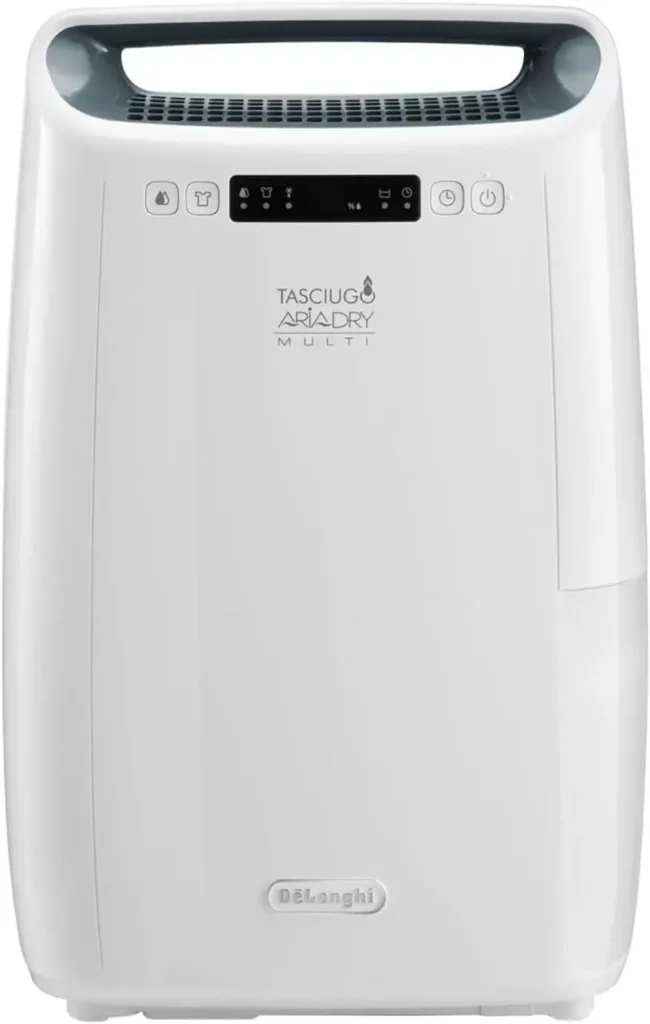 Déshumidificateur pour chambre Delonghi DEXD216RF, grande capacité pour grandes pièces et fonctionnement silencieux.