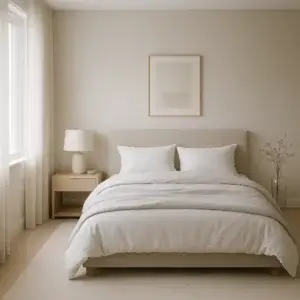 10 facteurs qui nuisent à votre sommeil (et comment les éviter) Chambre élégante, lumineuse et minimaliste avec lit double parfaitement fait, ambiance calme et propice au sommeil