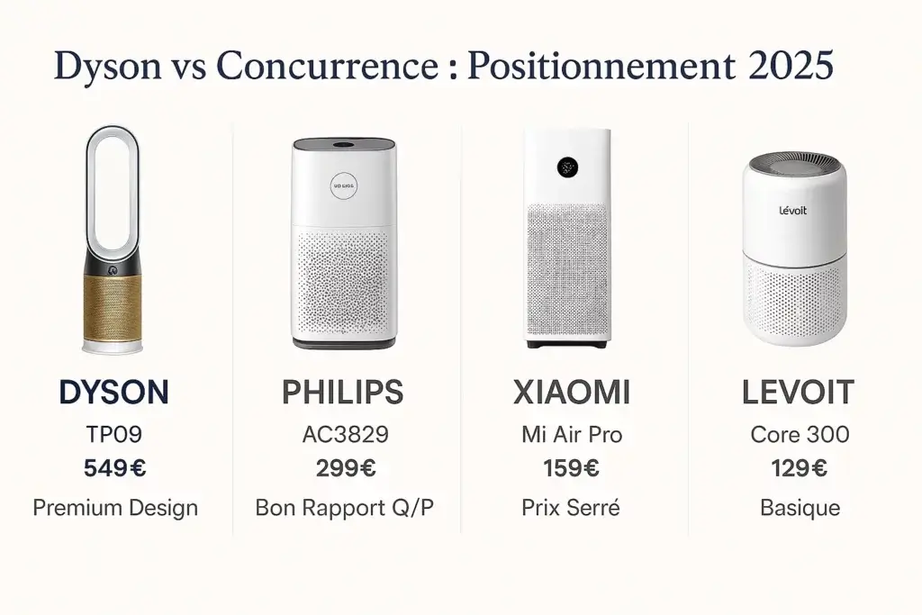 Dyson vs Philips vs Xiaomi comparatif purificateurs air 2025