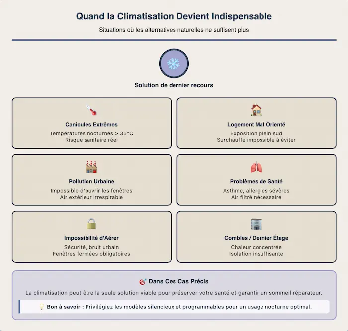 Situations où la climatisation est nécessaire pour la santé et le confort