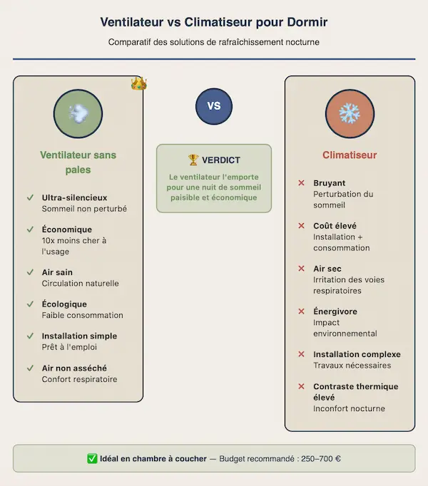 Comparaison ventilateur climatiseur pour dormir
