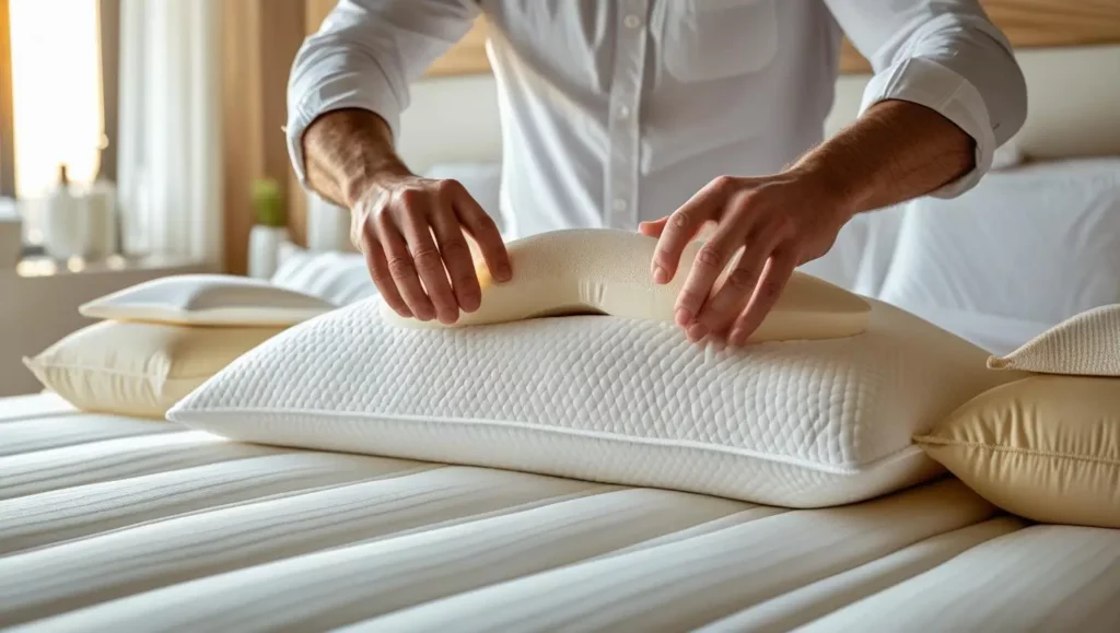 Oreiller ergonomique manipulé pour illustrer les guides pratiques en ergonomie