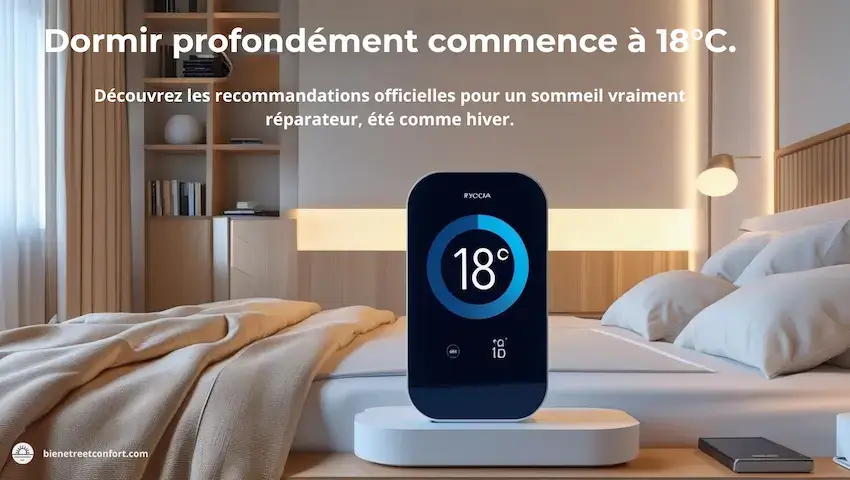 Température idéale chambre à 18°C - visuel confort thermique pour un sommeil réparateur
