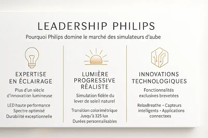 Leadership Philips simulateurs aube - expertise éclairage lumière progressive innovations technologiques