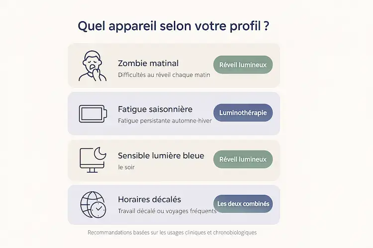 Guide de choix entre luminothérapie et réveil lumineux selon votre profil et besoins