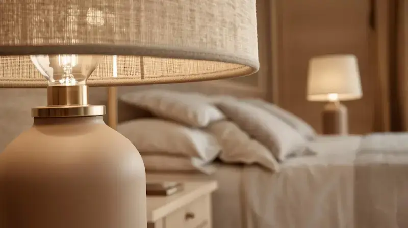 Lampe de chevet diffusant une lumière chaude douce (2700 K), idéale pour favoriser la détente avant le coucher.
