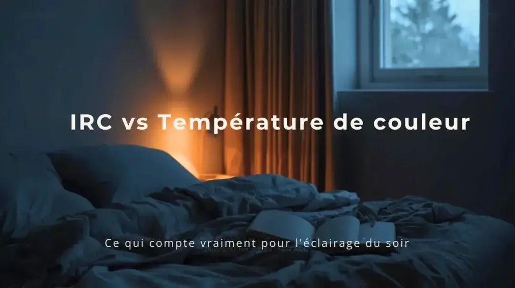 Comparaison entre lumière chaude et lumière froide dans une chambre, illustrant la différence entre IRC et température de couleur pour l’éclairage du soir.