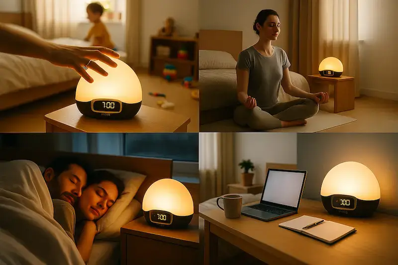 Lumie Bodyclock 750DAB réveil lumineux 4 usages quotidiens famille méditation couple télétravail