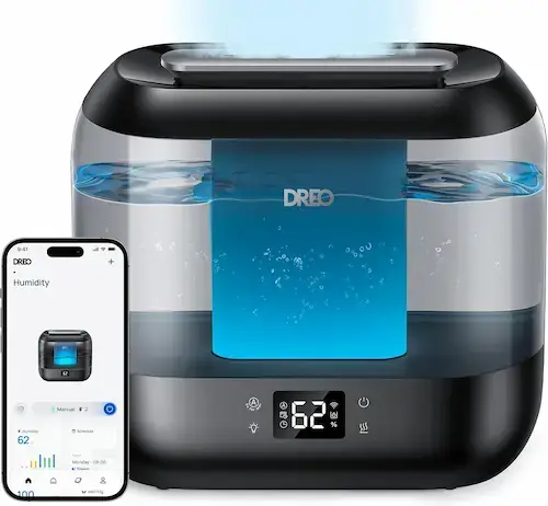 Humidificateur d'air Dreo Smart 4L top-fill avec réservoir transparent, contrôle WiFi et application mobile pour chambre silencieuse