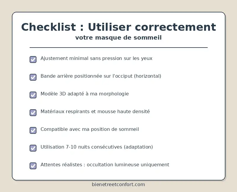Checklist des 7 points essentiels pour utiliser correctement votre masque de sommeil