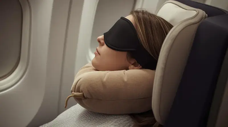 Dormir en avion avec un masque de sommeil pour limiter le décalage horaire