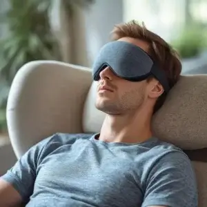 Masque pour les yeux relaxant : lequel choisir pour vraiment se détendre ? Masque yeux relaxant thérapeutique porté en journée pour apaiser la fatigue oculaire et favoriser la détente