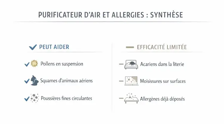 Synthèse efficacité purificateur air selon type allergie