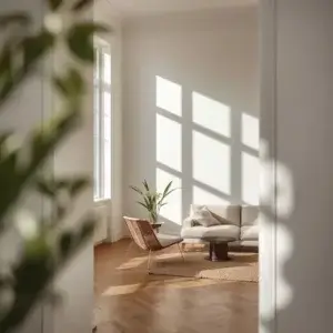 Pourquoi certains logements sont naturellement plus humides que d'autres Salon lumineux exposé à la lumière naturelle, montrant comment l’orientation et l’architecture influencent l’humidité d’une maison