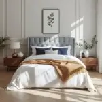 Régulation thermique du lit : mythe ou vraie solution pour stabiliser la température ? Lit dans une chambre lumineuse illustrant la régulation thermique du lit et la stabilité de la température