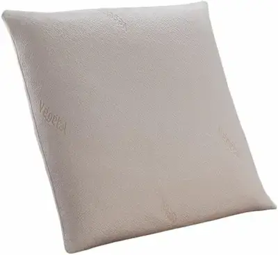 Oreiller carré blanc uni avec housse texturée, photographié de face sur fond clair.