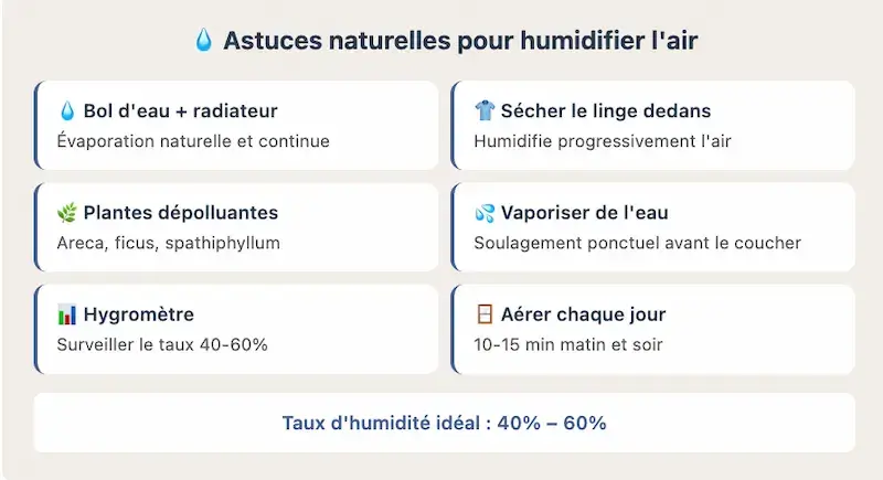 e Infographie 6 astuces naturelles pour humidifier l'air d'une chambre