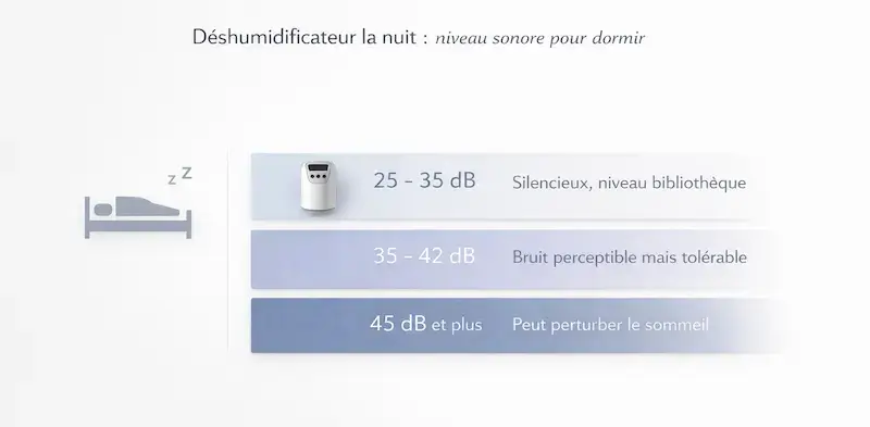 niveau sonore d’un déshumidificateur utilisé la nuit dans une chambre