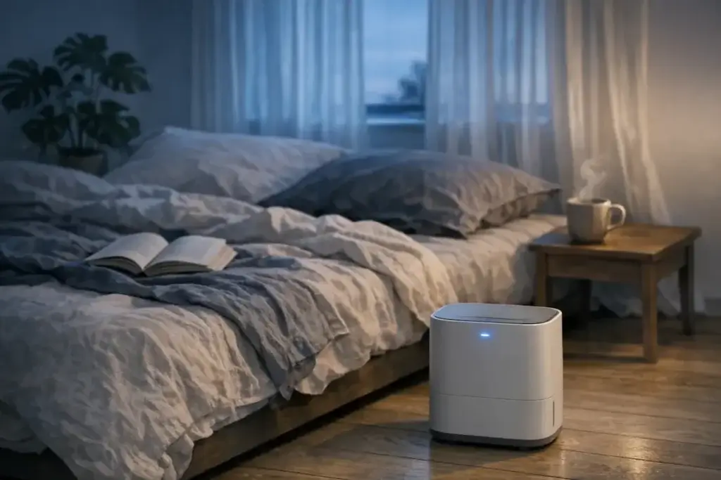 d déshumidificateur silencieux utilisé la nuit dans une chambre