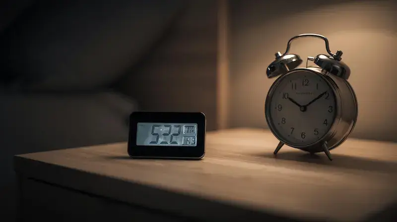 horloge et hygromètre dans une chambre la nuit pour illustrer la durée de fonctionnement d’un déshumidificateur