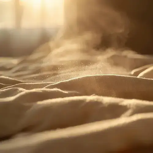 Surface de lit avec diffusion de chaleur illustrant la thermorégulation d’un surmatelas et la dissipation thermique pendant le sommeil