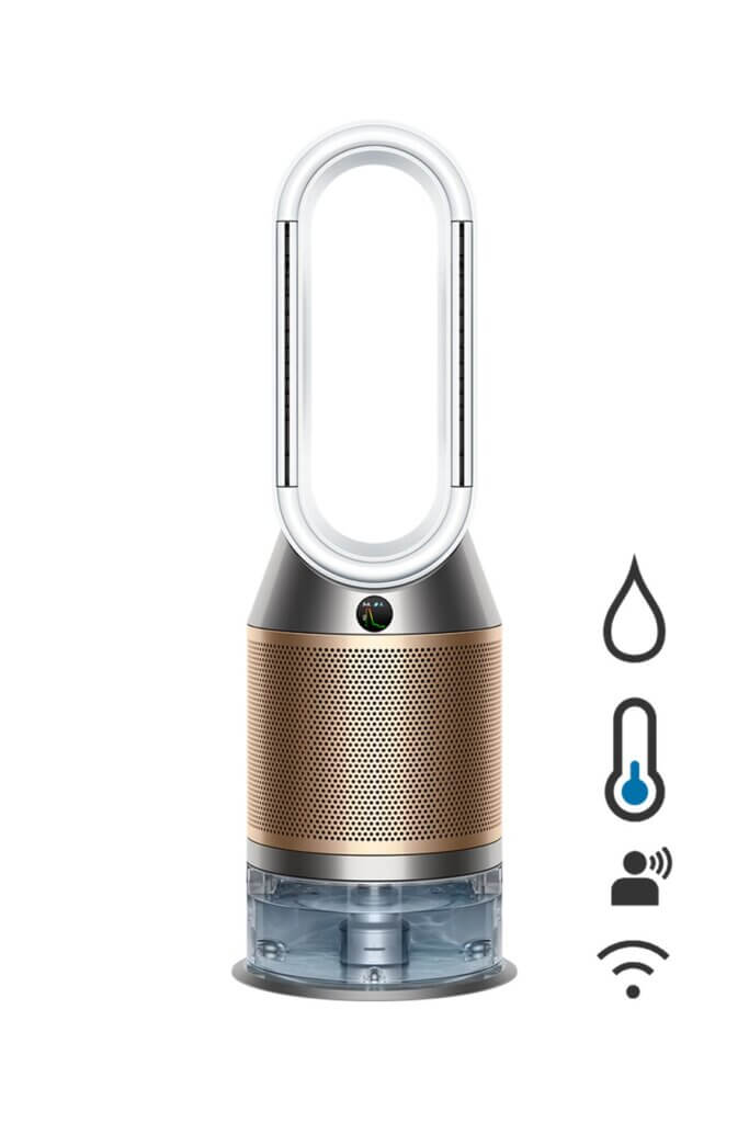 Dyson Humidify+Cool PH2 De-NOx, purificateur humidificateur avec filtration HEPA, traitement du formaldéhyde et fonction ventilation.