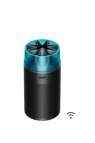 Dyson HushJet Purifier Compact HJ10, purificateur d’air compact et silencieux avec diffusion verticale pour chambre ou bureau.
