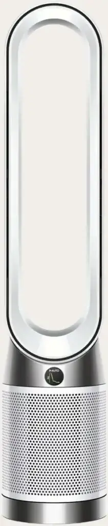 Purificateur ventilateur Dyson Purifier Cool PC1 blanc et argent avec design sans pales.