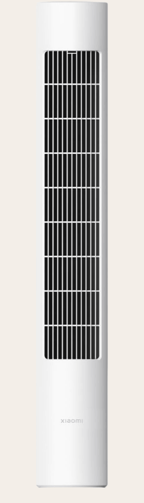 Ventilateur colonne Xiaomi blanc au design minimaliste pour chambre ou salon.