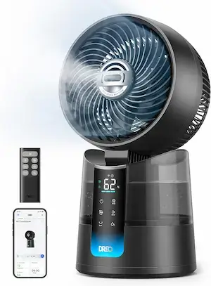 DREO TurboCool 516S : ventilateur brumisateur de table DREO avec réservoir, télécommande et contrôle par application