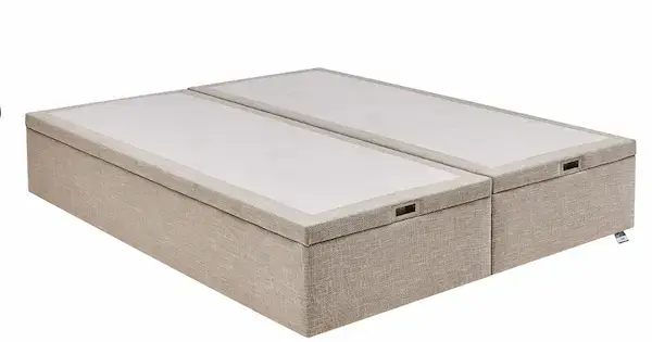 Sommier coffre TEMPUR fermé en tissu beige